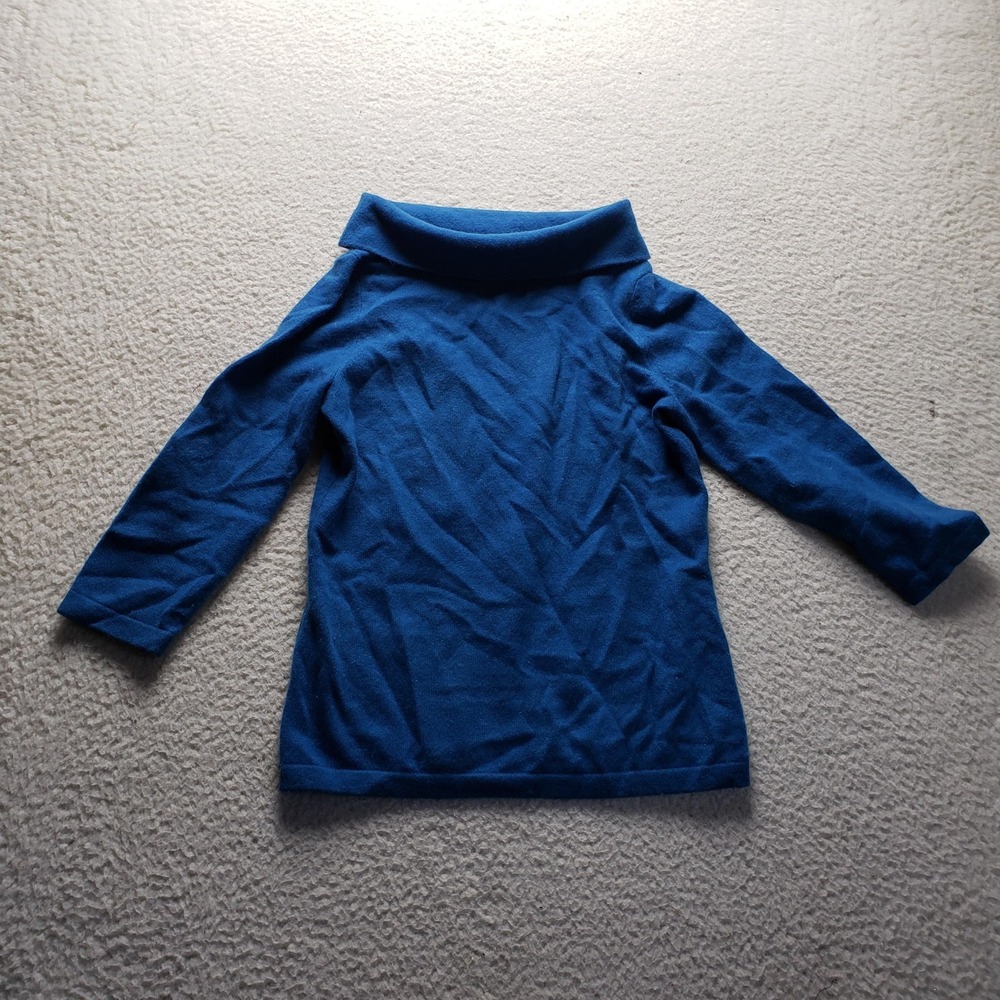 Lord & Taylor Sweater Womens Small Blue Cashmere Cowl Neck Long Sleeve Knit
